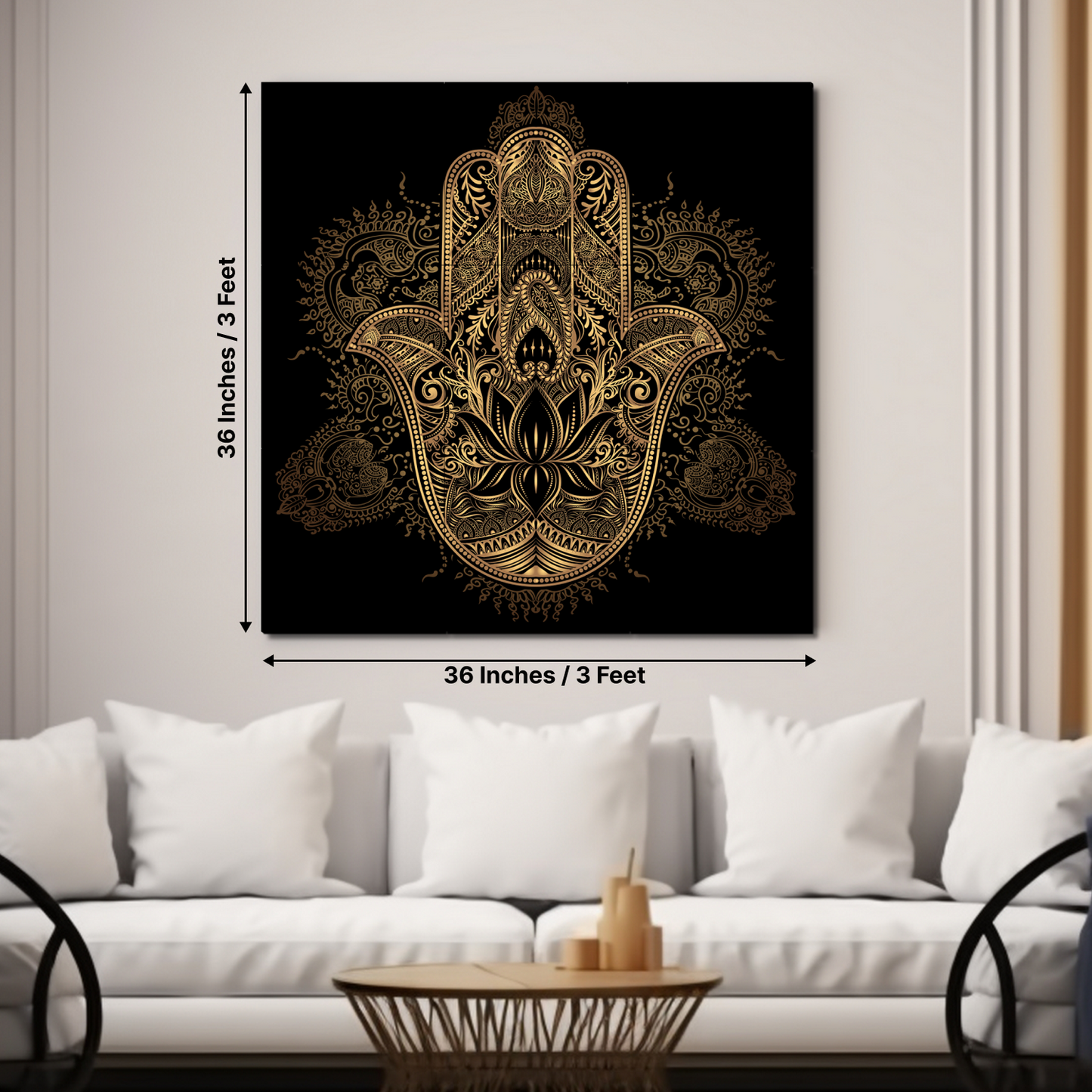 Hamsa Evil Eye Protector Wood Print Wooden Wall Tiles Set