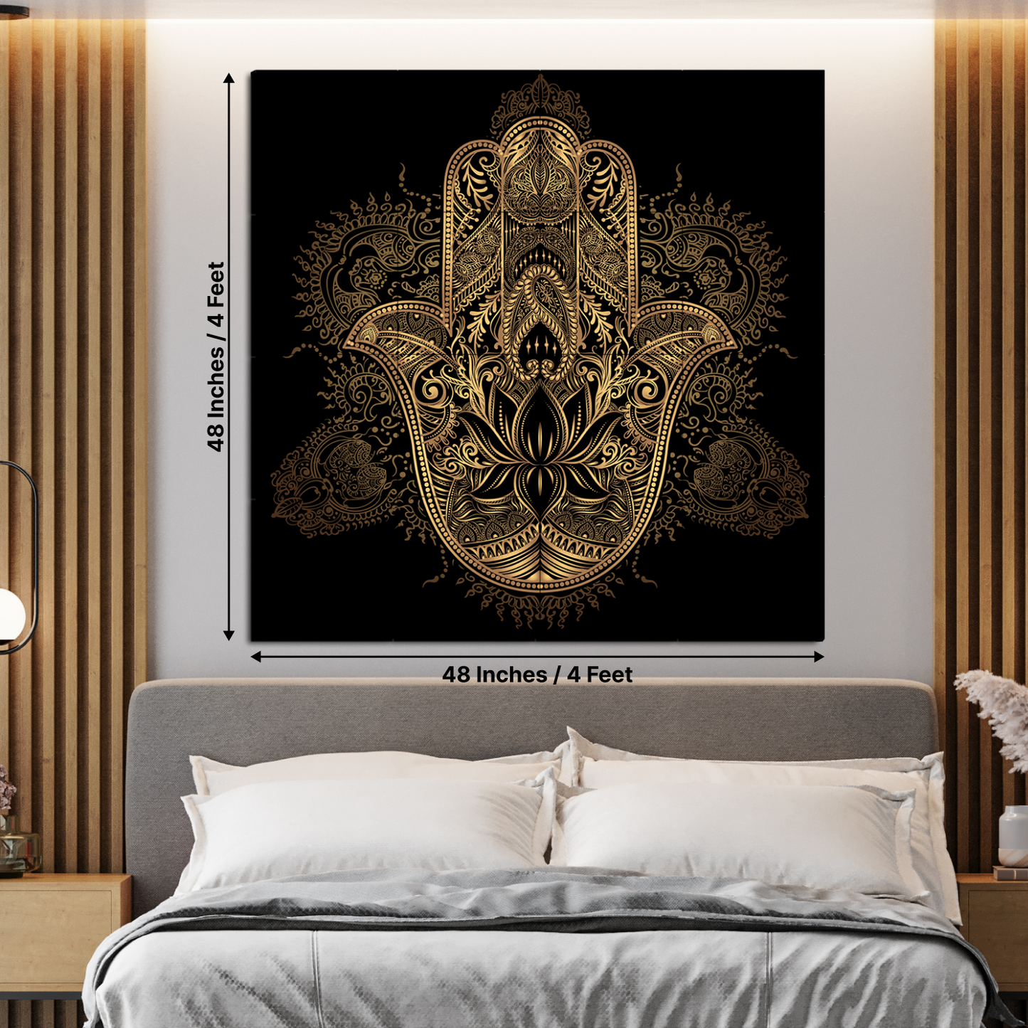 Hamsa Evil Eye Protector Wood Print Wooden Wall Tiles Set