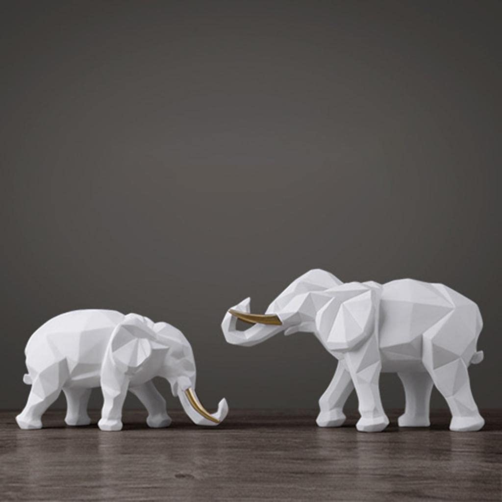 Elephant Couple Figurine Desktop Décor