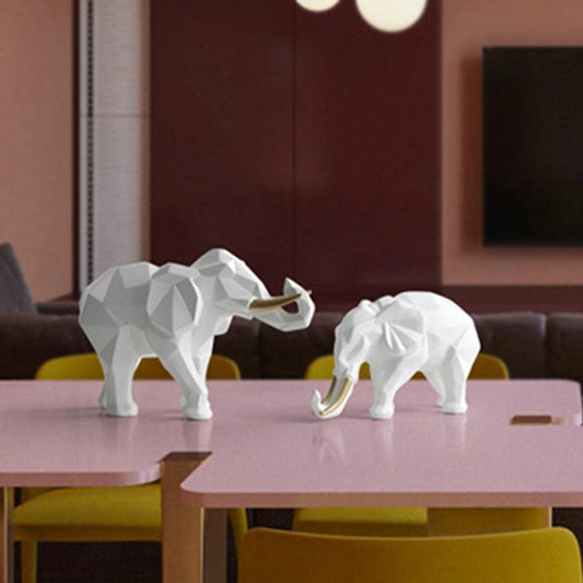 Elephant Couple Figurine Desktop Décor