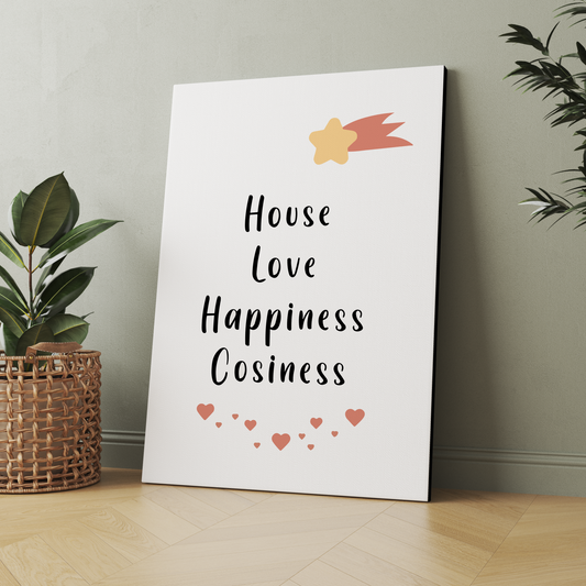 House Love Happiness Cosiness Wood Print Wall Art