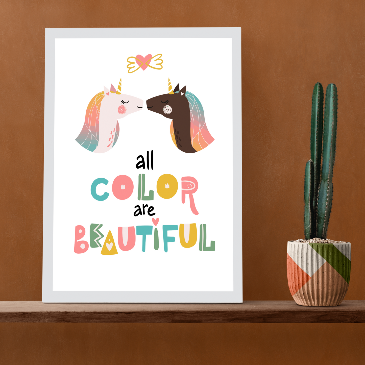 Colorful Unicorn Wood Print Wall Art