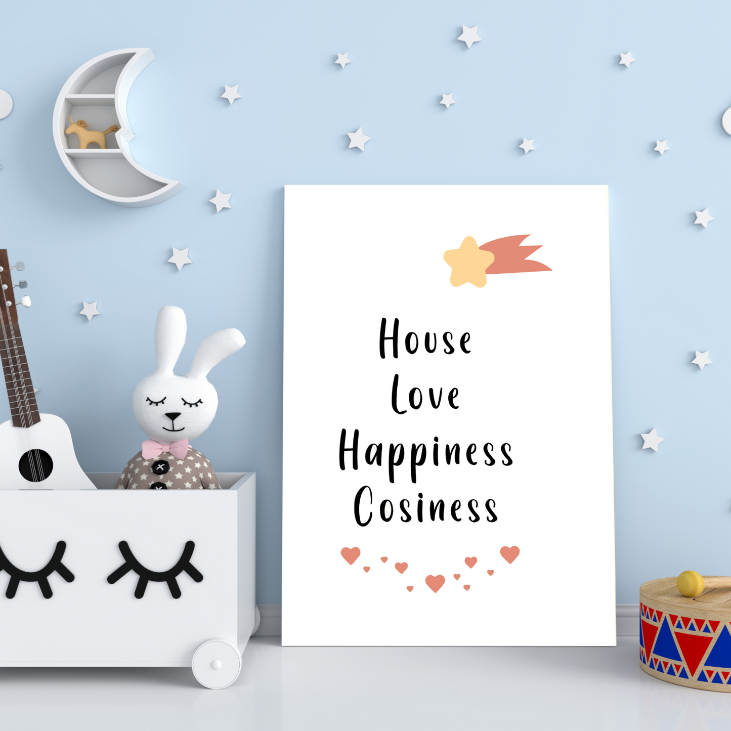 House Love Happiness Cosiness Wood Print Wall Art