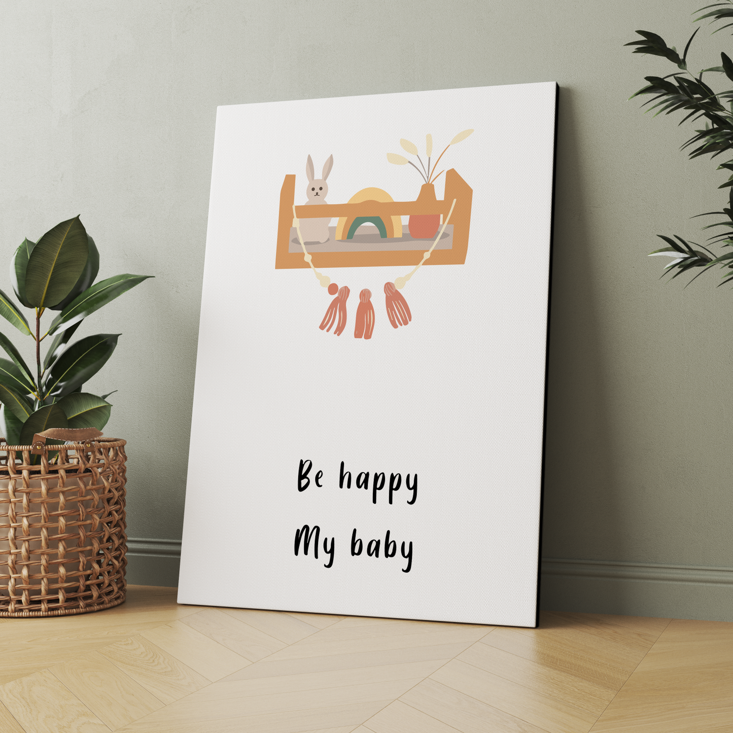 Be Happy My Baby Wood Print Wall Art
