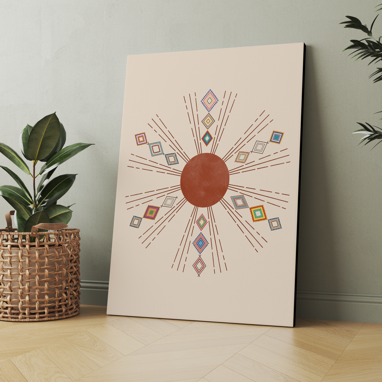 Geometric Boho Wood Print Wall Art