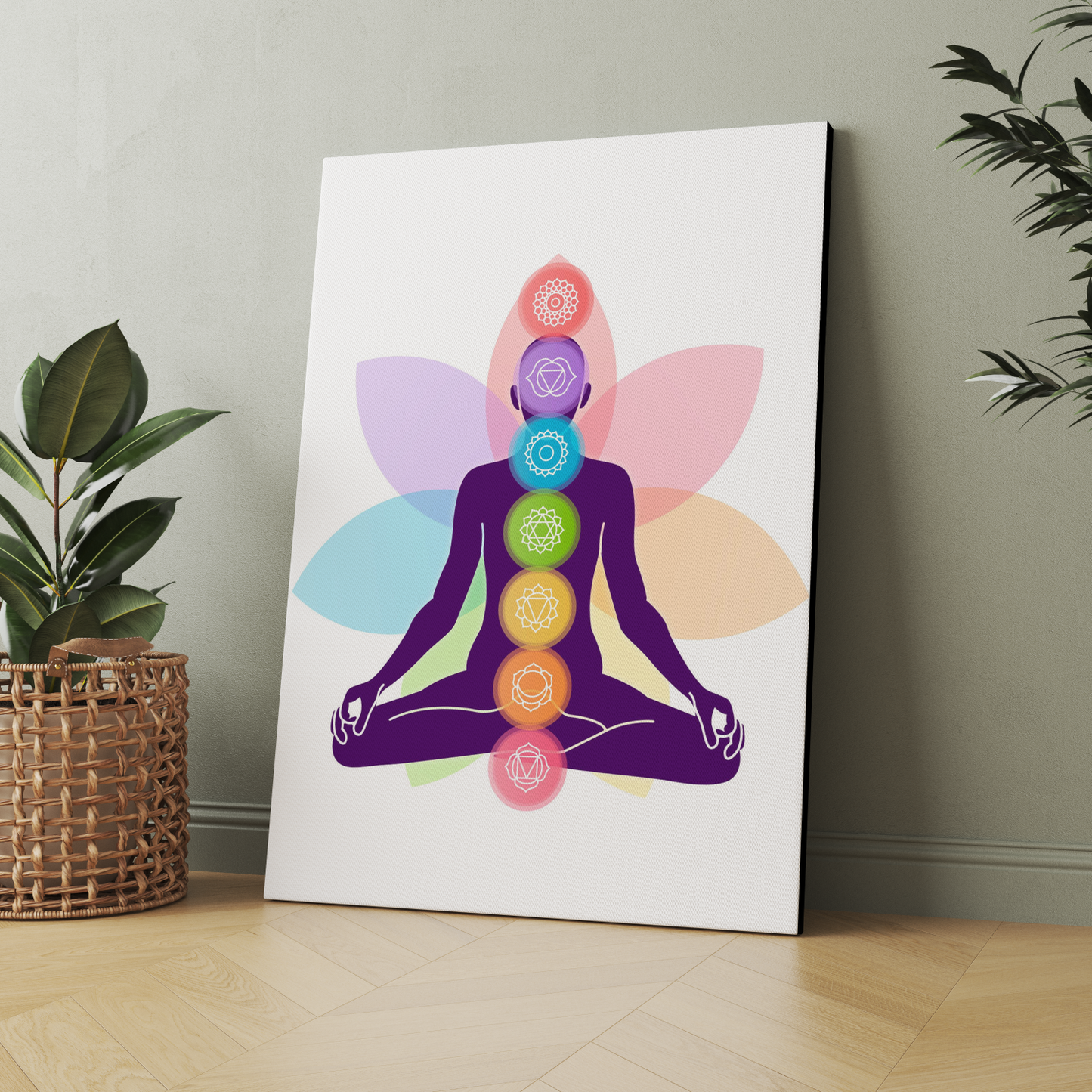 7 Chakra Colorful Wood Print Wall Art