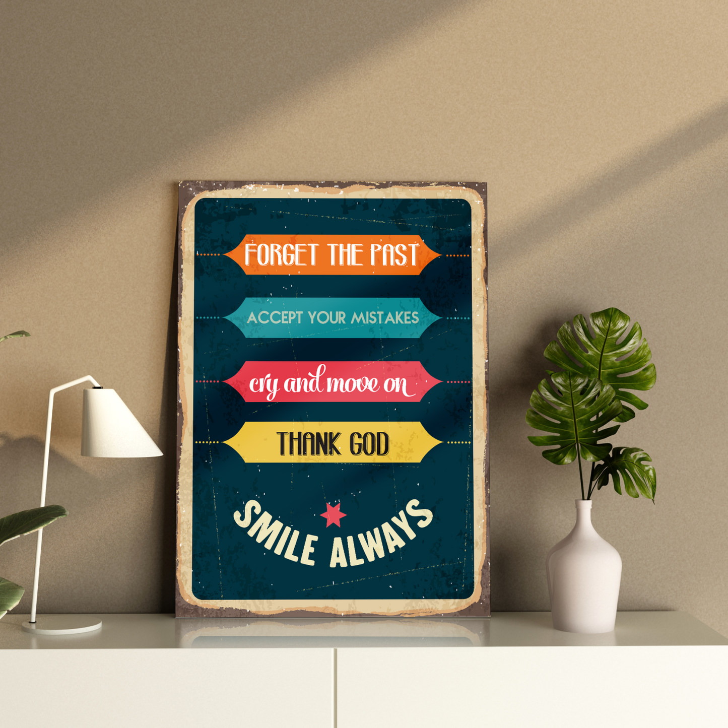 5 Daily Motivation Quote Vintage Wood Print Wall Art