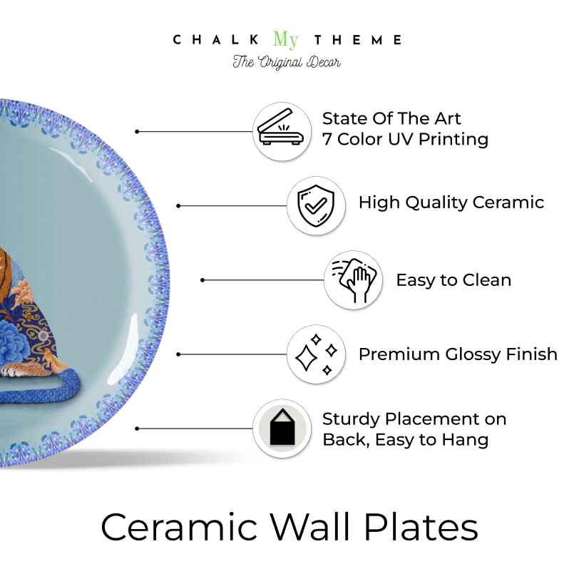 interior design blue ceramic wall hanging plates for gifts