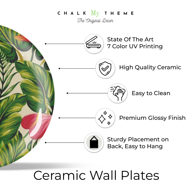 set of 6  Vivian and Flowers Ceramic Wall Plates Collection for Floral-themed Interiors