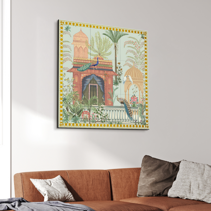Traditional Garden With Dom Wood Print Wooden Wall Tiles Set