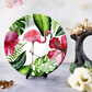 green leaves with flowers wall plates home decor