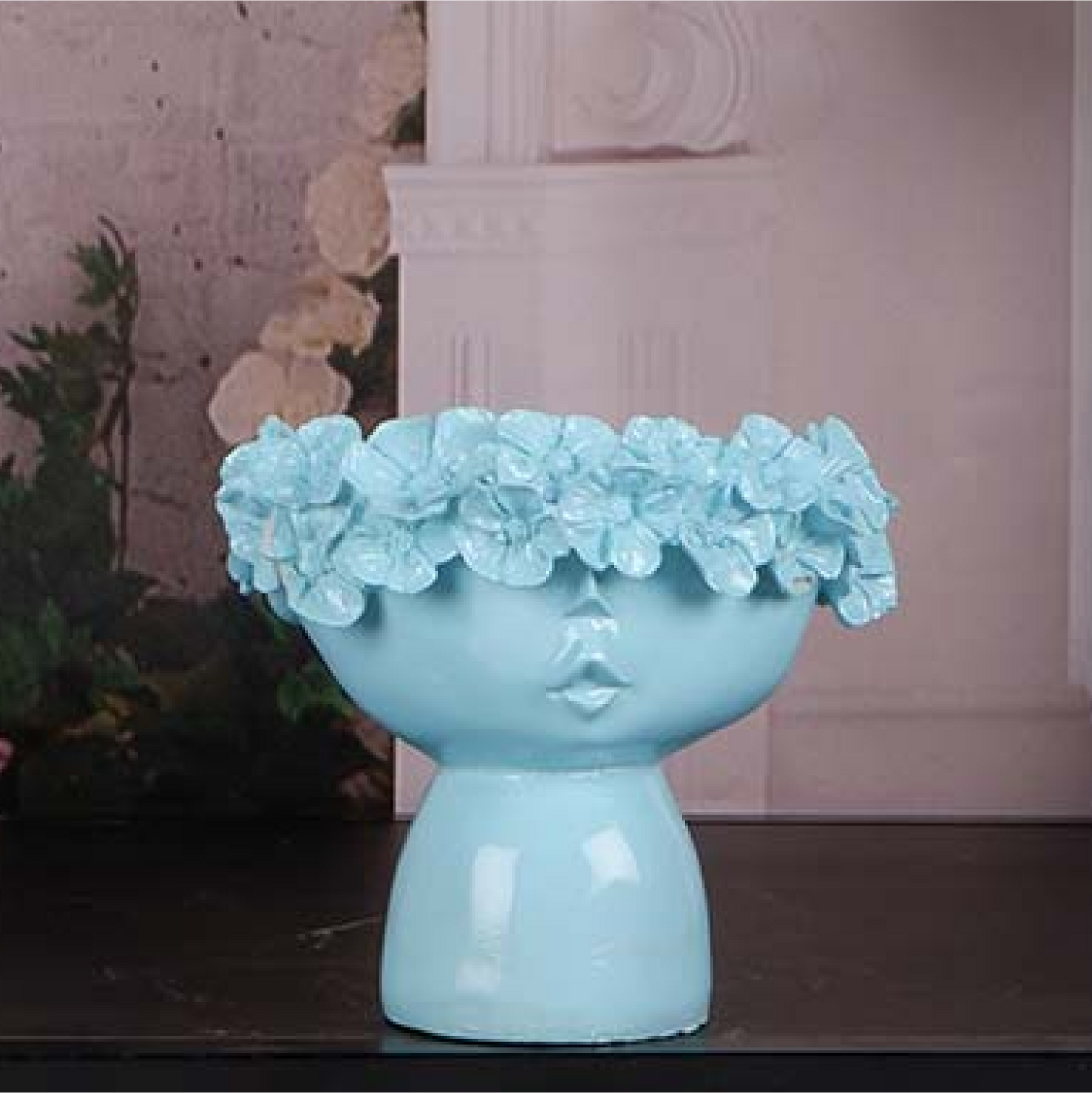 Female Flowers Head Ceramic Planter For Home Décor