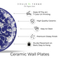 set of 5 indigo flora gallery decorative wall plates for home decor