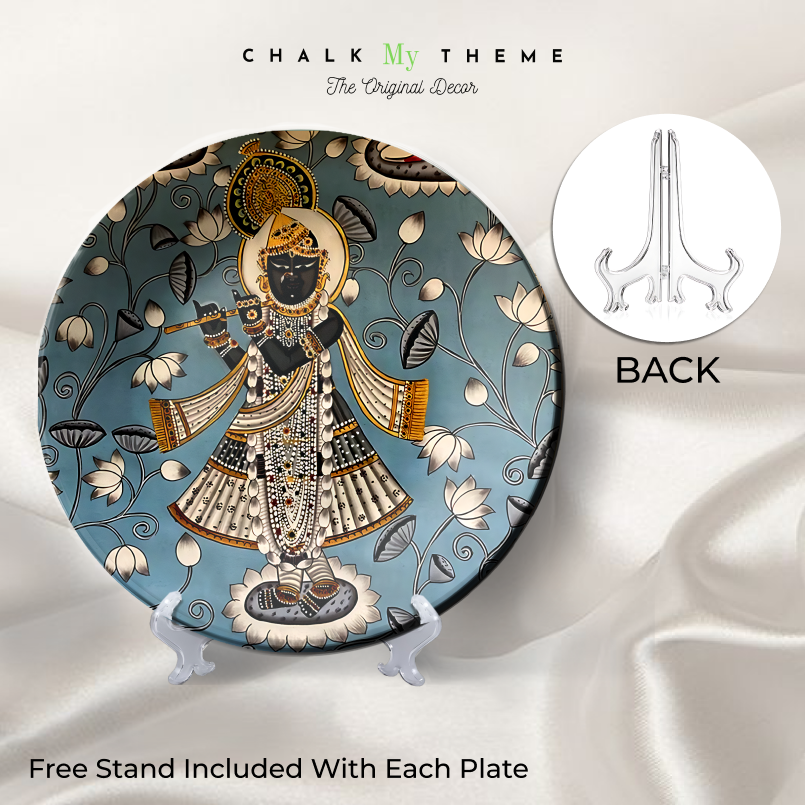srinath ji in white dress ceramic hanging wall plates