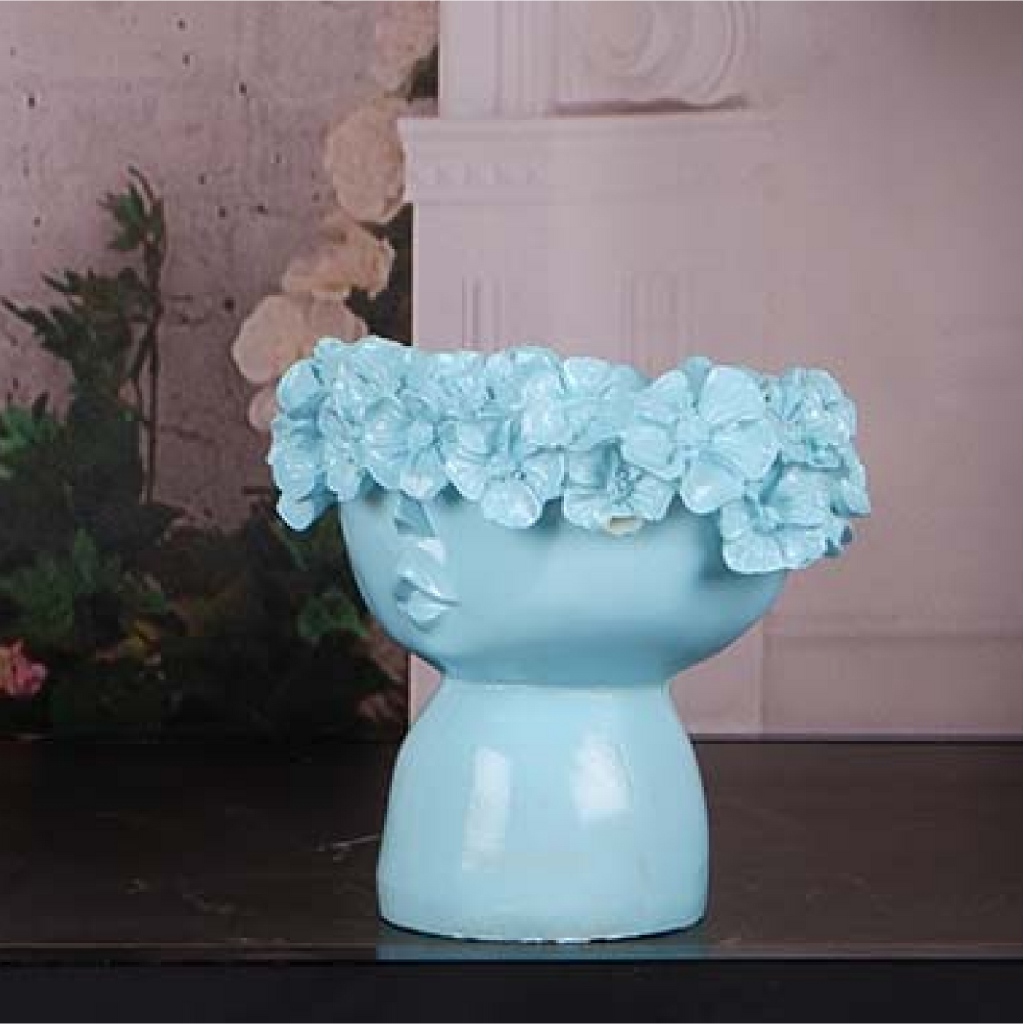 Female Flowers Head Ceramic Planter For Home Décor