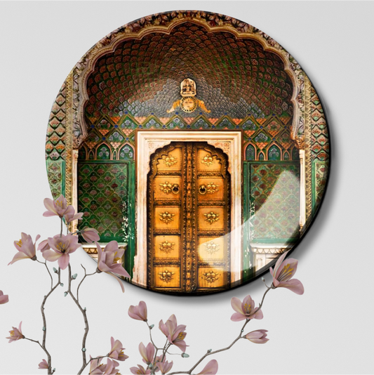 decorative rose gate door in pink city art on plates