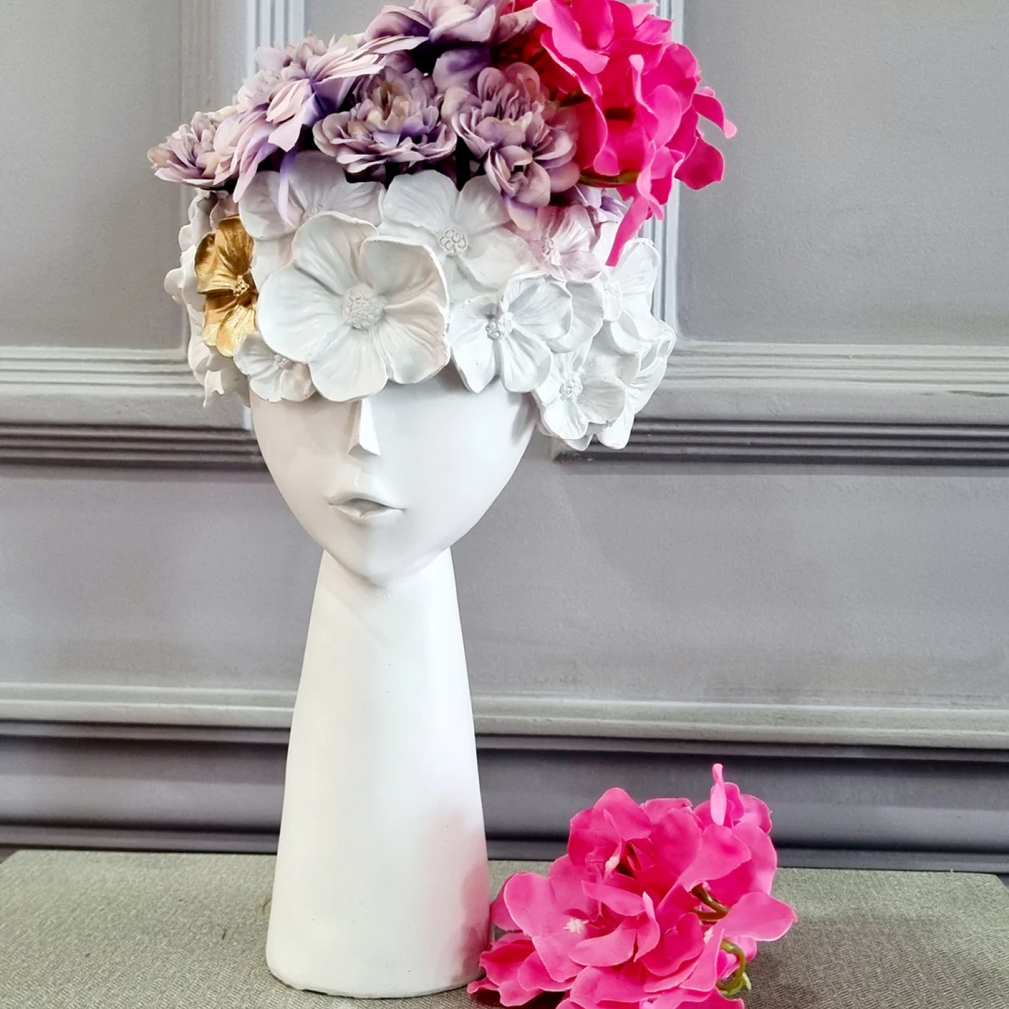Long Neck Female Head Ceramic Planter For Home Décor
