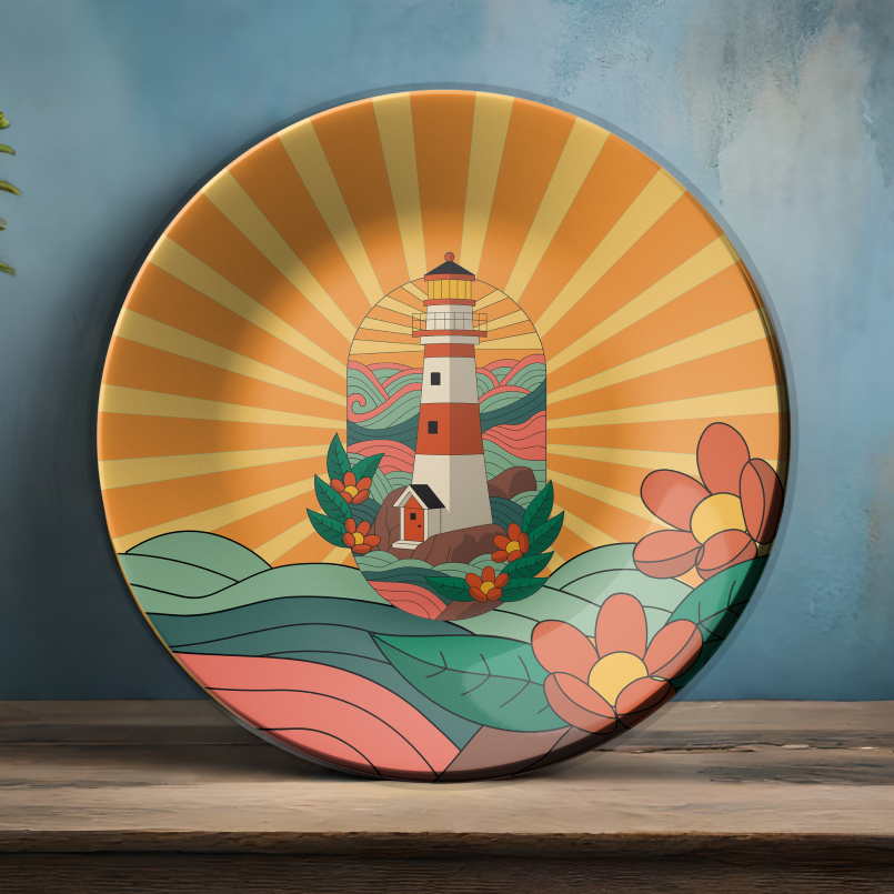 Lighthouse scene ceramic wall hanging plates