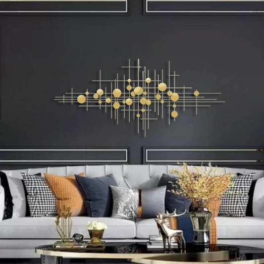 Assorted Circles and Lines Geometric Golden Wall Art