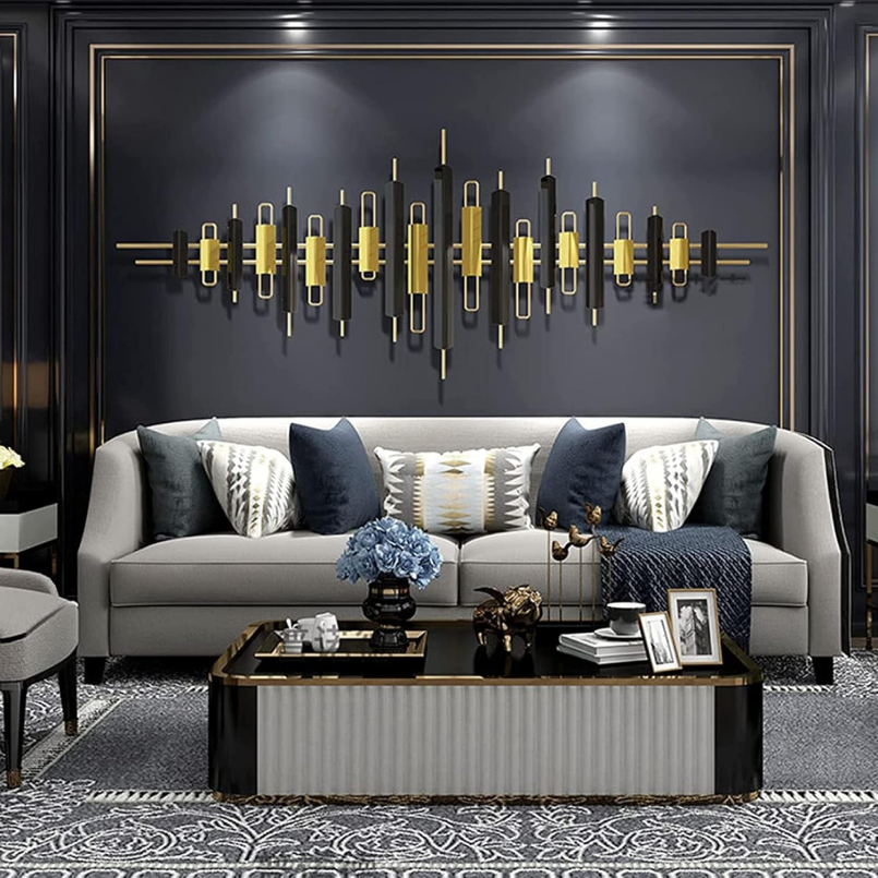 The Golden Metallic Furrow Vertical Metal Wall Art