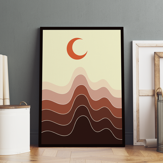 Crescent Moon Ombre Wood Print Wall Art