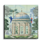 Royal Gazebo With Macaw Birds Wood Print Wooden Wall Tiles Set-Luxury Wall Art