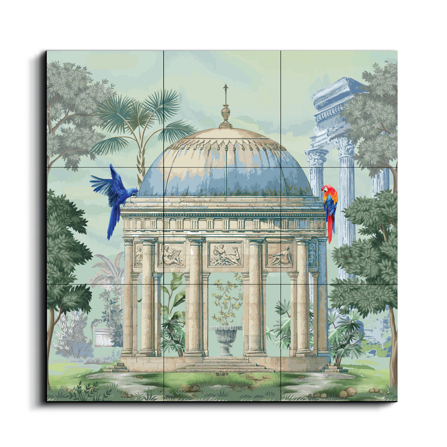 Traditional Dom in Kingdom Wood Print Wooden Wall Tiles Set