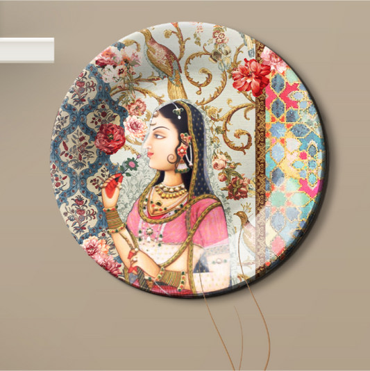 traditional indian look mughal queen hanging plates on wall 
