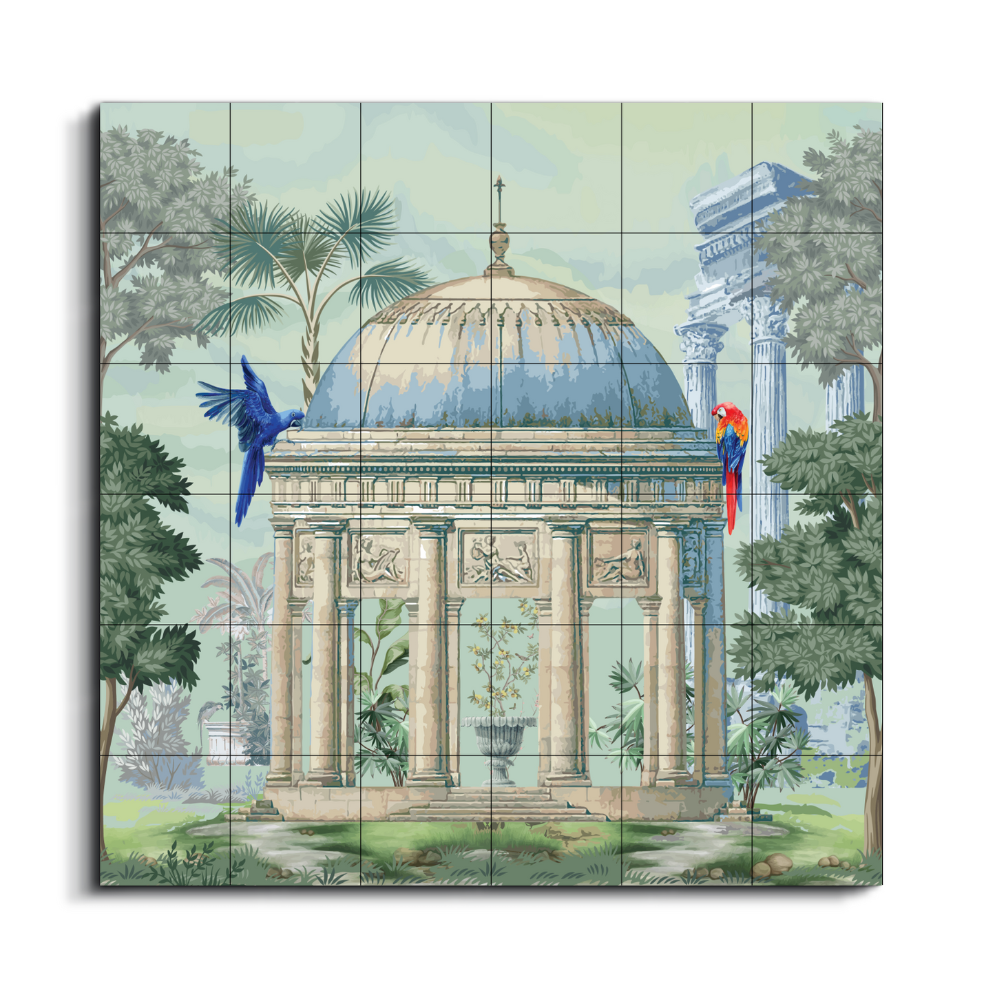 Traditional Dom in Kingdom Wood Print Wooden Wall Tiles Set
