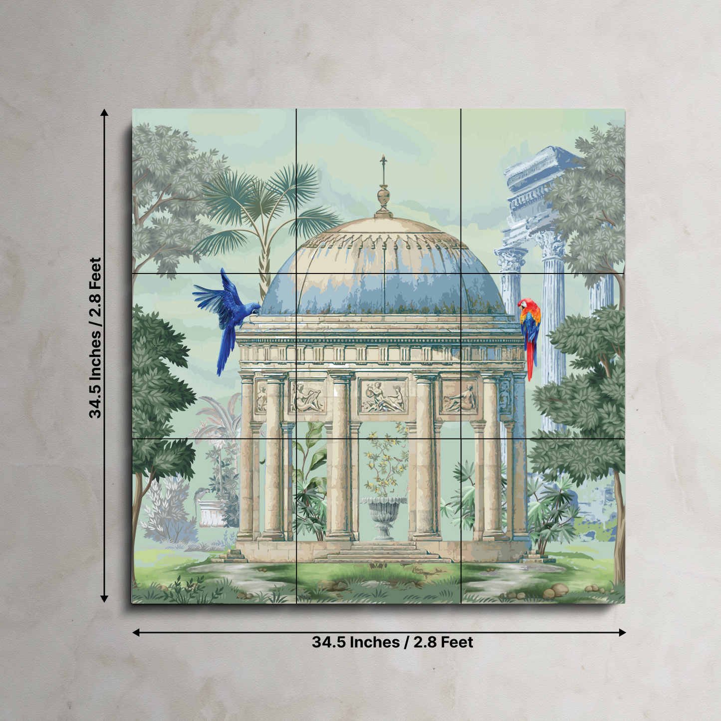 Traditional Dom in Kingdom Wood Print Wooden Wall Tiles Set