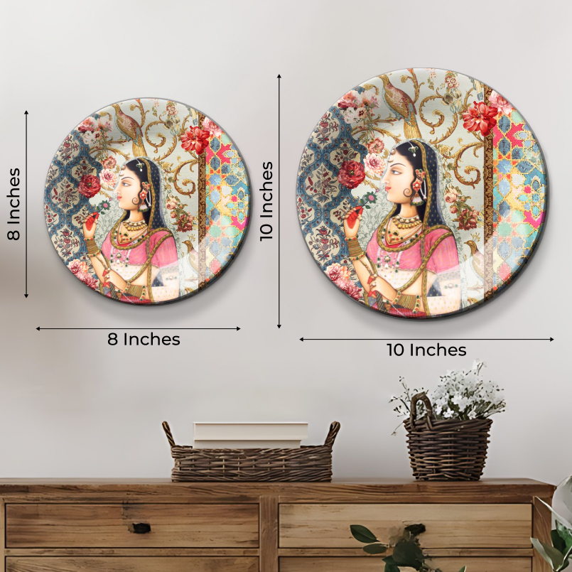 golden birds mughal inspired traditional wall plate design