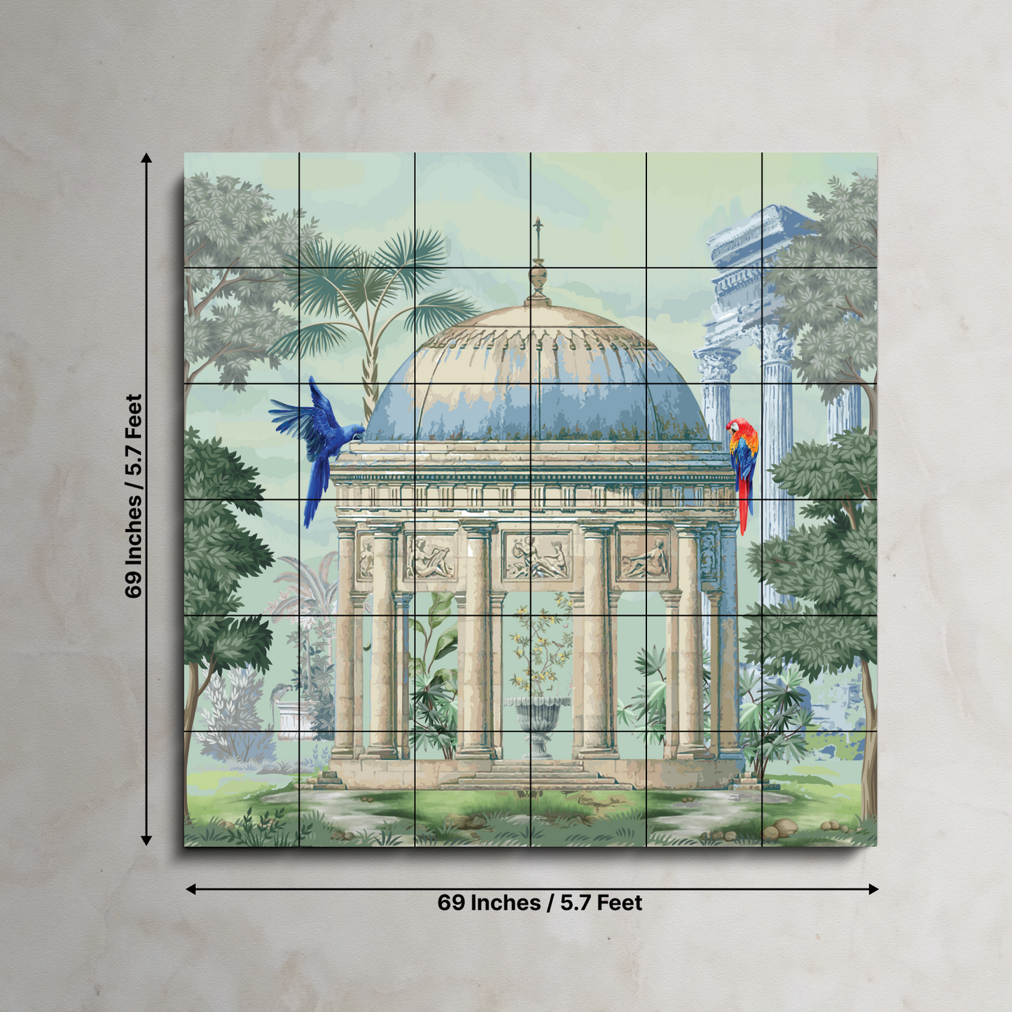 Traditional Dom in Kingdom Wood Print Wooden Wall Tiles Set