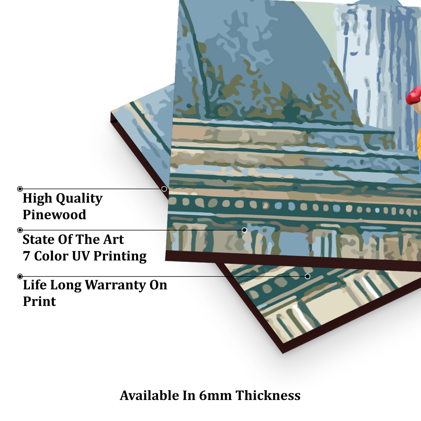 Traditional Dom in Kingdom Wood Print Wooden Wall Tiles Set