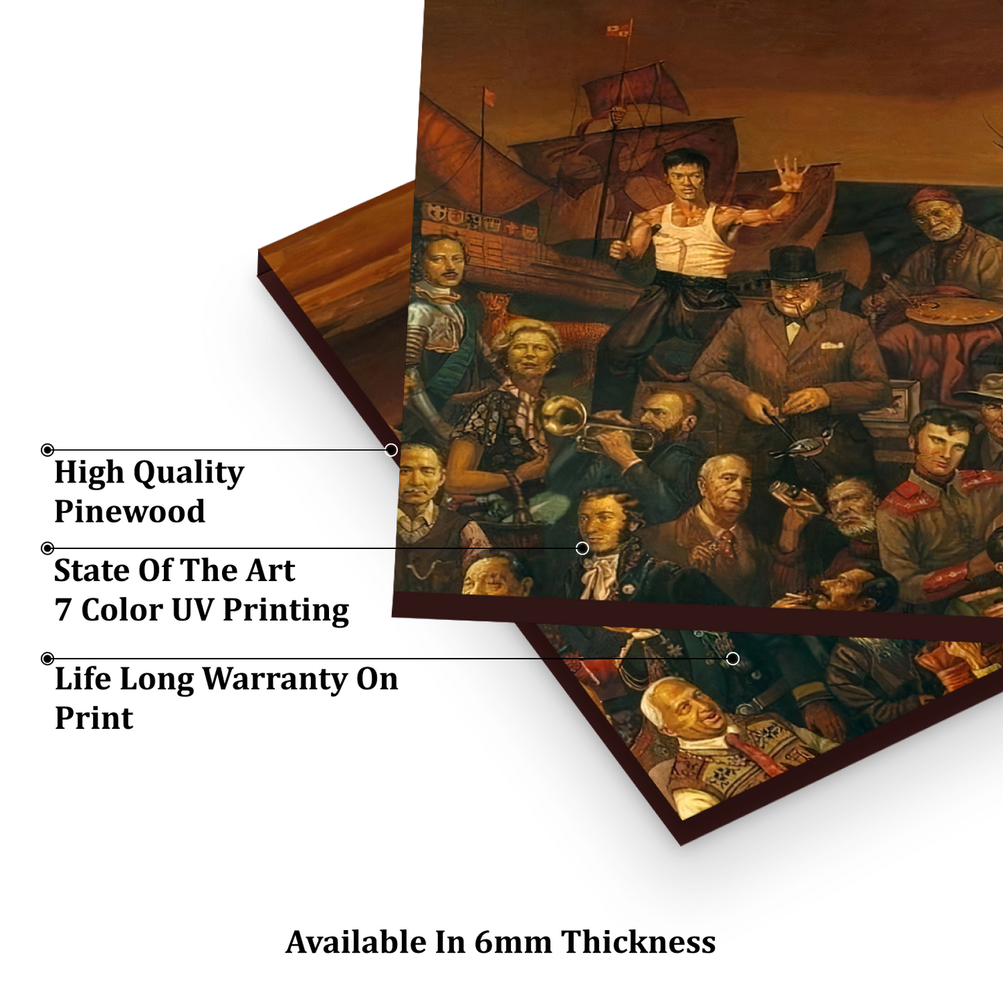 The Internet Sensation Dinner Party With 104 Famous Personalities Wood Print Wooden Wall Tiles Set