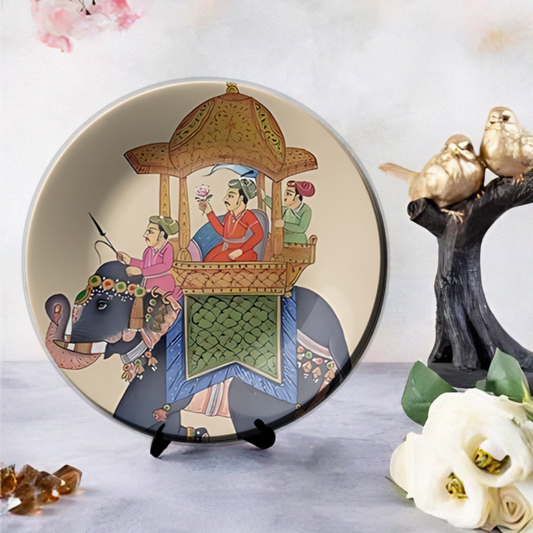 Royal Elephant and King Ceramic Wall Plate Home Décor