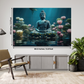 Buddha Meditating in Lotus Blue and Pink Wood Print Wooden Wall Tiles Set