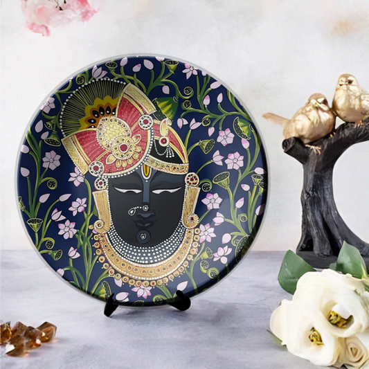 Unique ceramic art inspired by Shrinath Ji wall plates for home decor