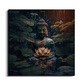 Buddha Meditating in Dark Wood Print Wooden Wall Tiles Set