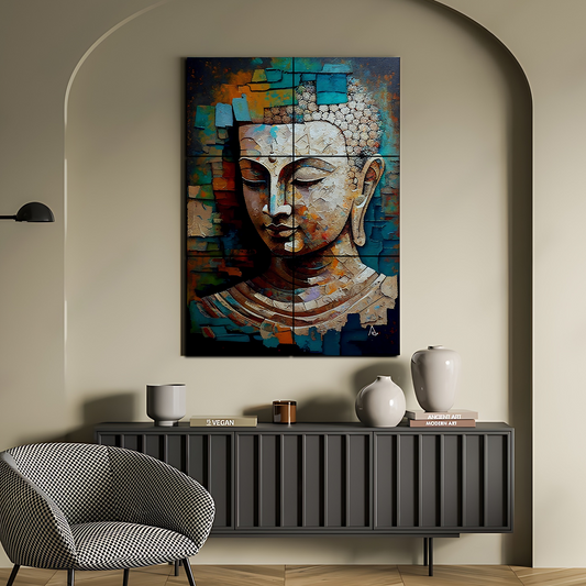 Buddha Idol 3D Wood Print Luxury Wall Tiles Set