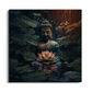 Buddha Meditating in Dark Wood Print Wooden Wall Tiles Set
