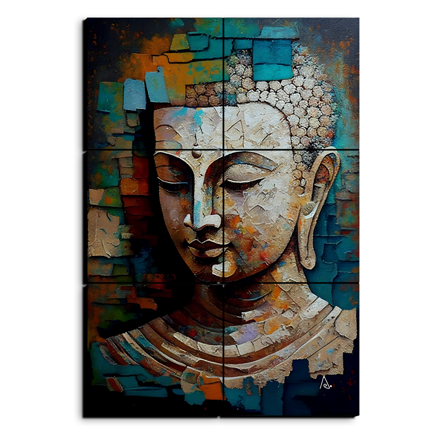 Buddha Idol 3D Wood Print Luxury Wall Tiles Set