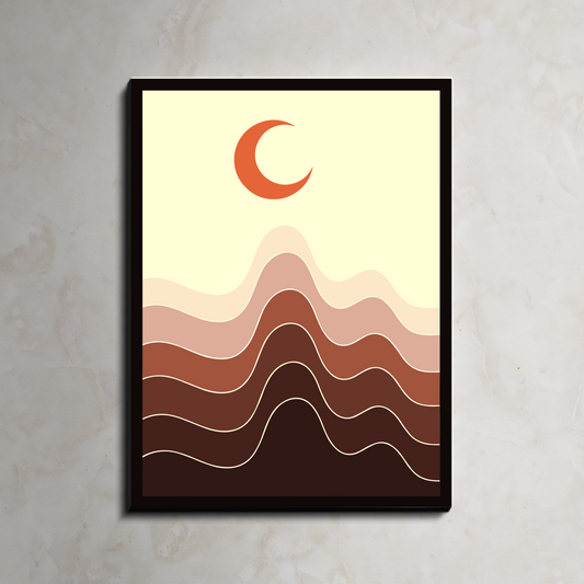 Crescent Moon Ombre Wood Print Wall Art