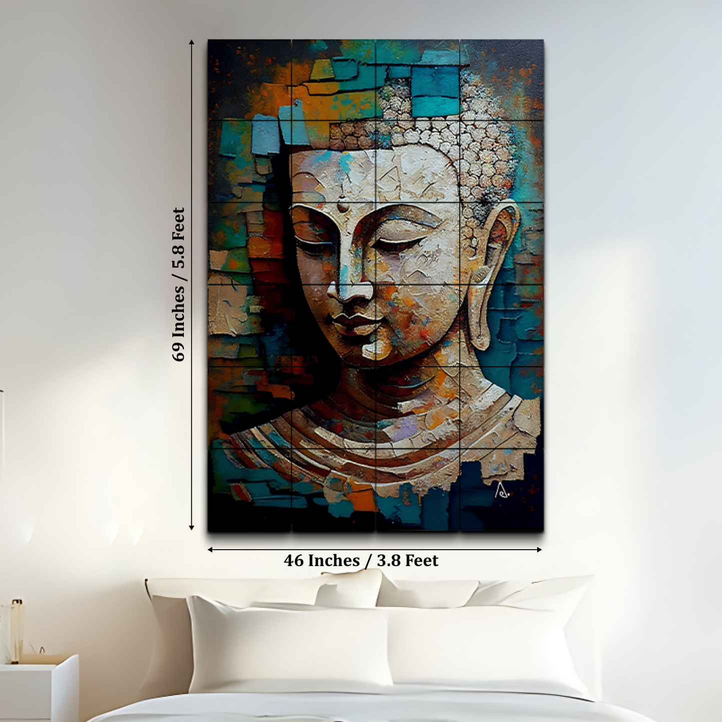 Buddha Idol 3D Wood Print Luxury Wall Tiles Set