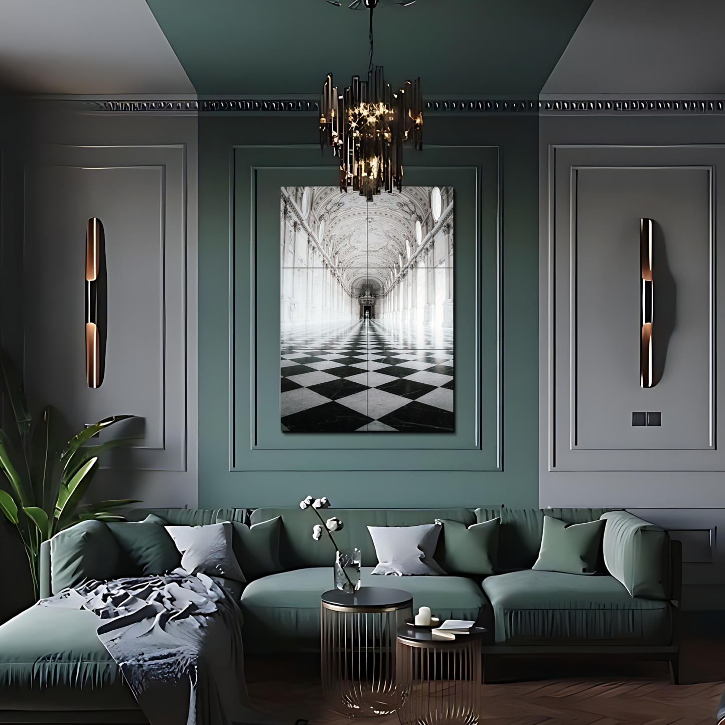 Architecture Hallway Wood Print Luxury Wall Tiles Set