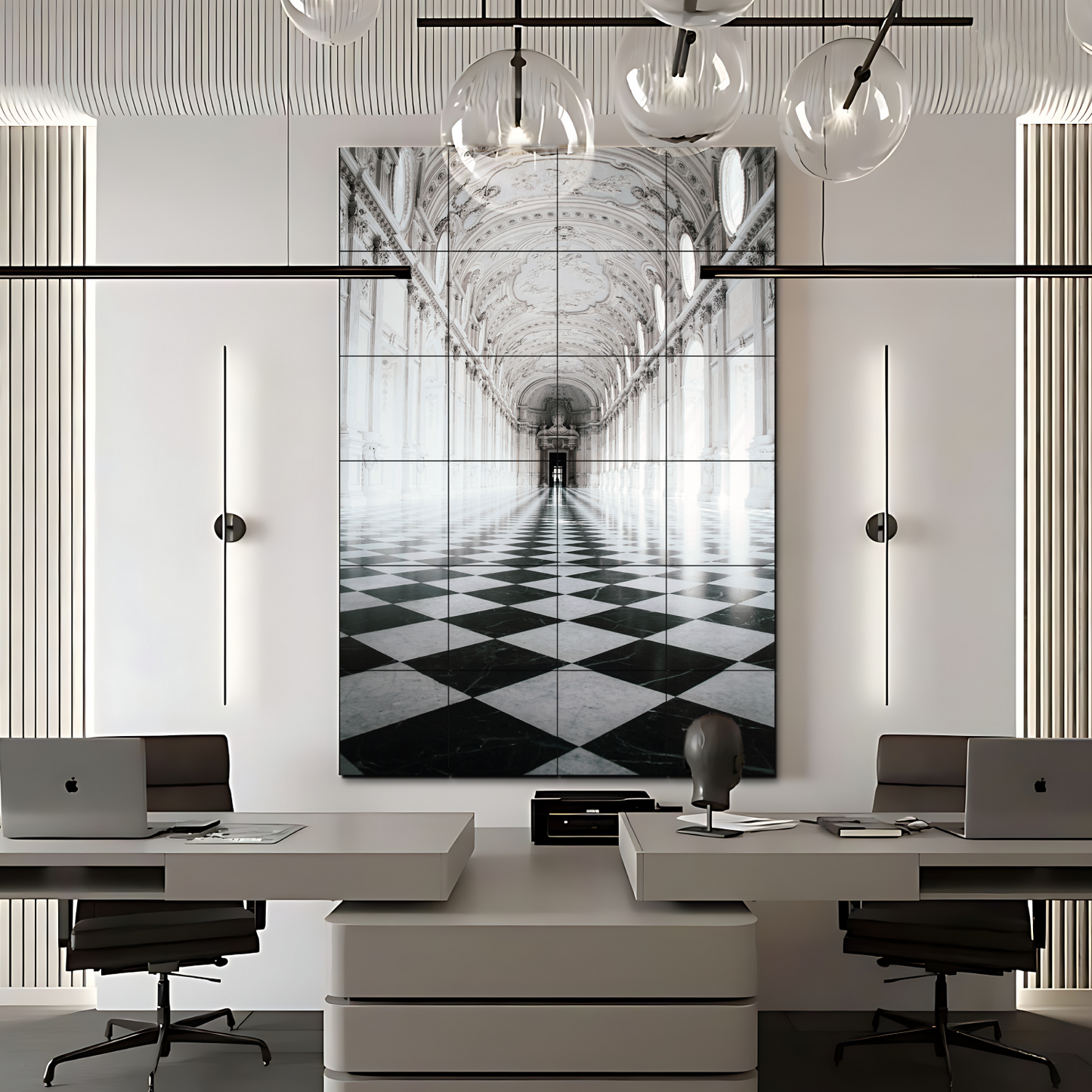 Architecture Hallway Wood Print Luxury Wall Tiles Set