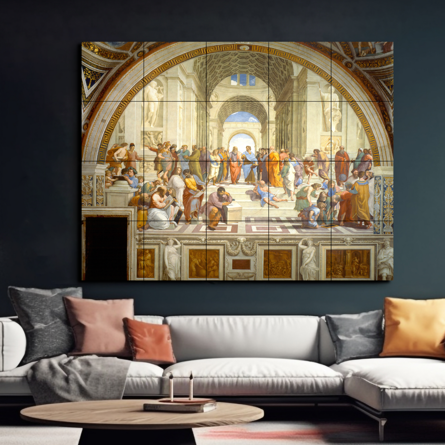 The School of Athens Wood Print Luxury Wall Tiles Set