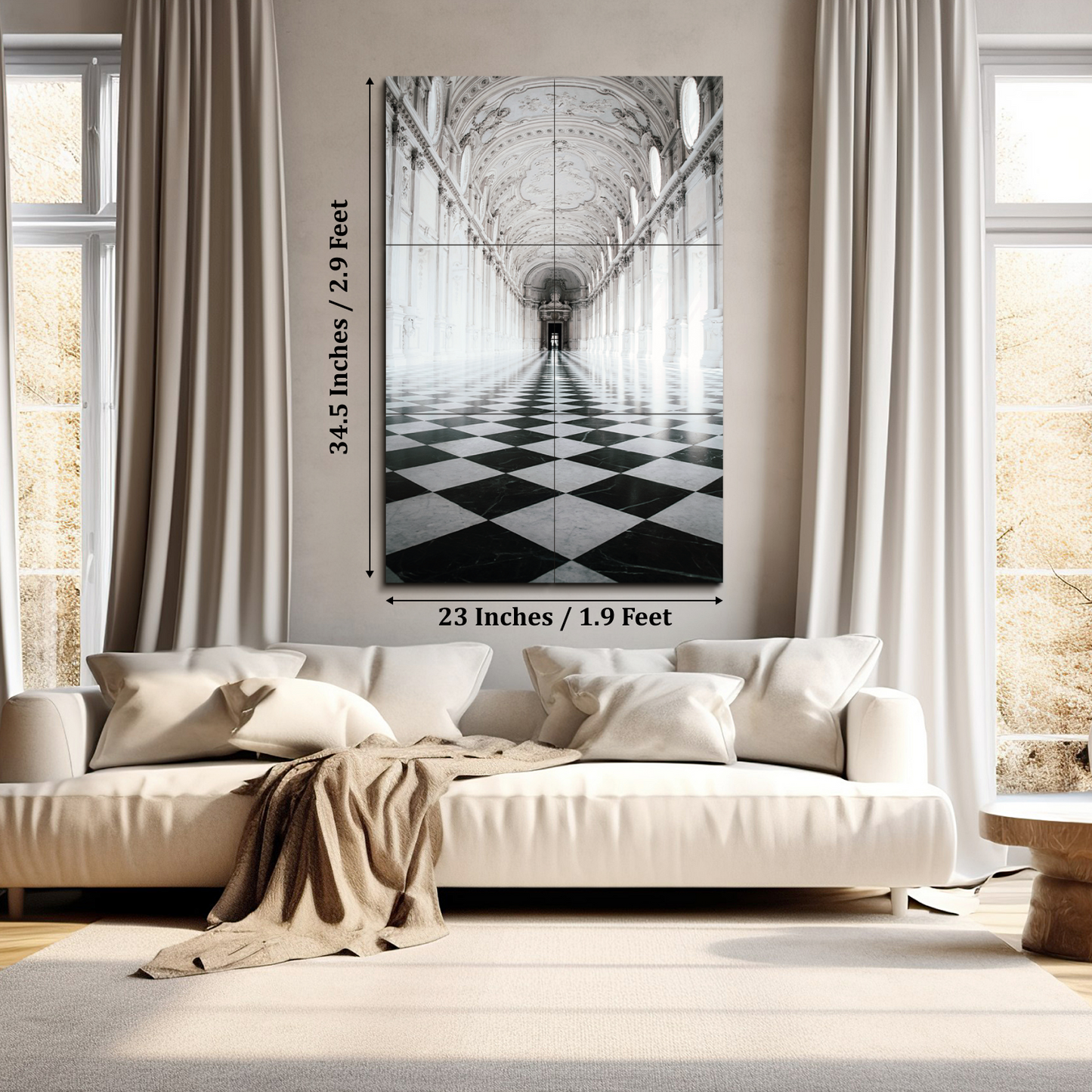 Architecture Hallway Wood Print Luxury Wall Tiles Set