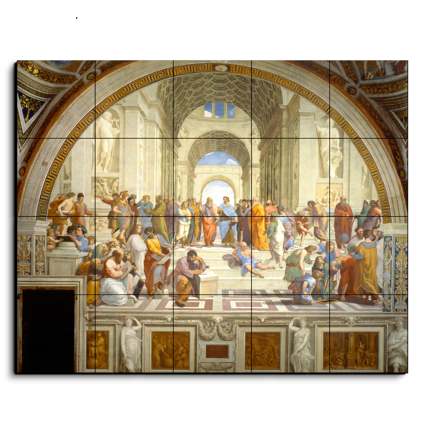 The School of Athens Wood Print Luxury Wall Tiles Set