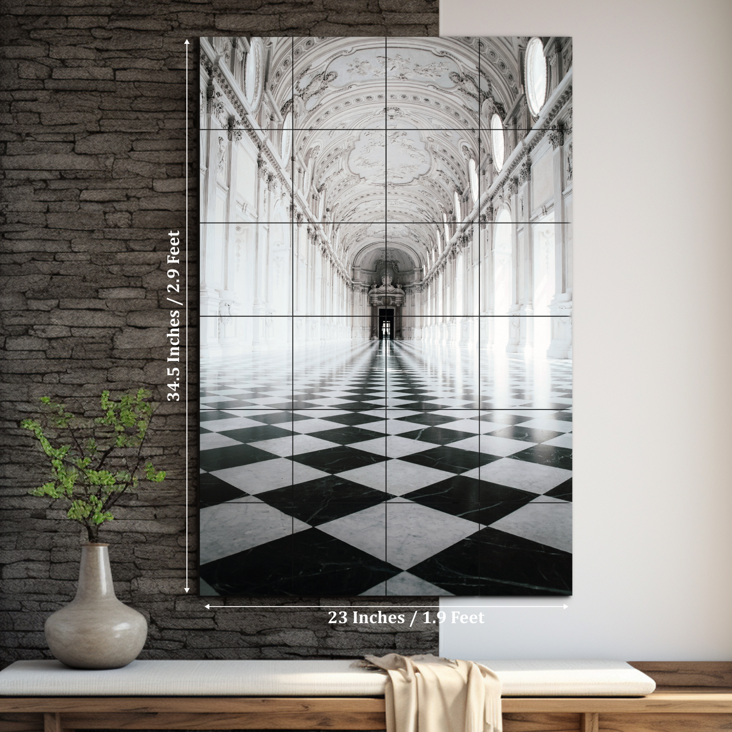 Architecture Hallway Wood Print Luxury Wall Tiles Set