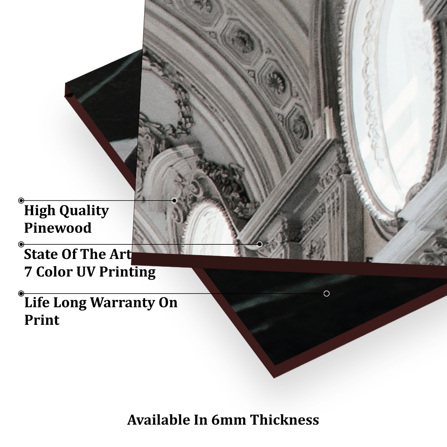 Architecture Hallway Wood Print Luxury Wall Tiles Set